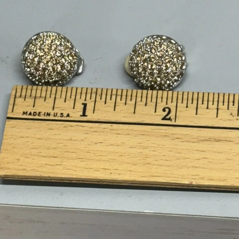 Stunning Vintage Signed BLAIR DELMONICO Gold Silver Rhinestone Clip on Earrings‎